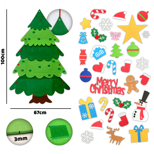 FELT CHRISTMAS TREE – Kalėdų eglutė ir žaisliukų rinkinys iš veltinio slider