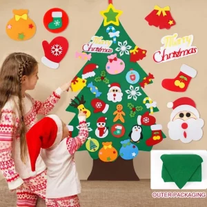 FELT CHRISTMAS TREE – Kalėdų eglutė ir žaisliukų rinkinys iš veltinio 03